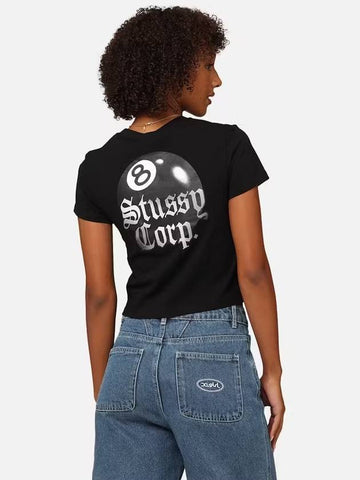 AU Australia 8BALL CORP Slim Fit Crop T Shirt ST1M0278 Black WOMENS AU12 - STUSSY - BALAAN 1