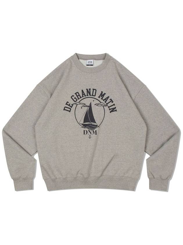 V Heavy Sweat Yacht Sweatshirt Melange Grey - DE GRAND MATIN - BALAAN 3