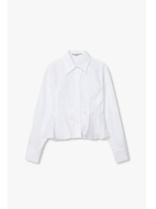 STELLA McCARTNEY Roll Up Cuff Cotton Peplum Shirt White - STELLA MCCARTNEY - BALAAN 1