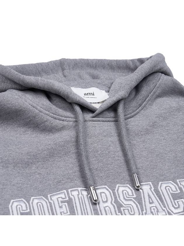 Coeur Sacre Embroidered Lettering Logo Hoodie Grey - AMI - BALAAN 5