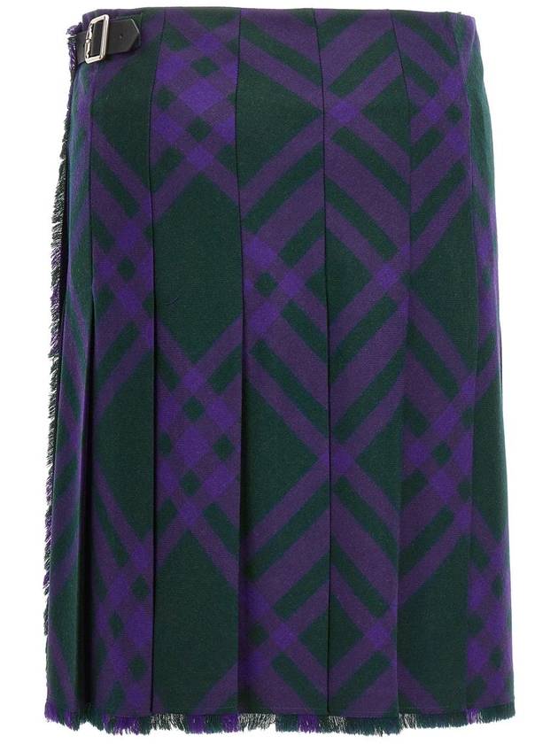 Vintage Check Wool A-Line Skirt Deep Royal - BURBERRY - BALAAN 3