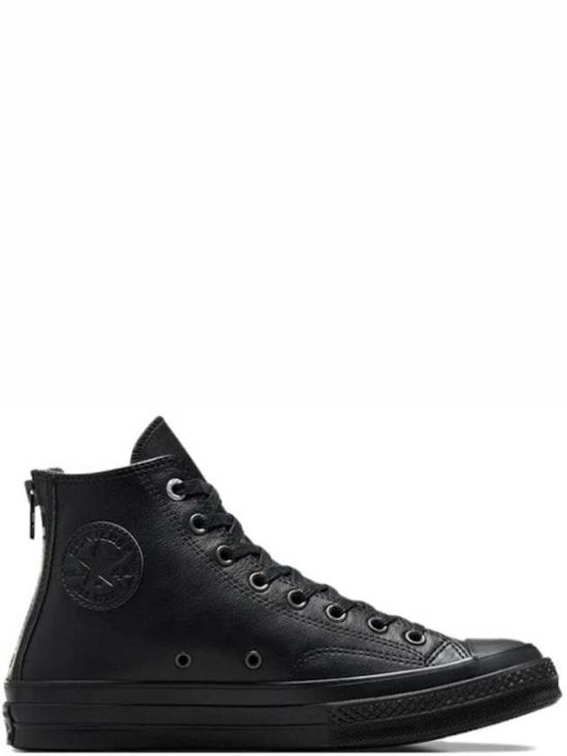 Chuck 70 Zip Leather High Top Sneakers Black - CONVERSE - BALAAN 3