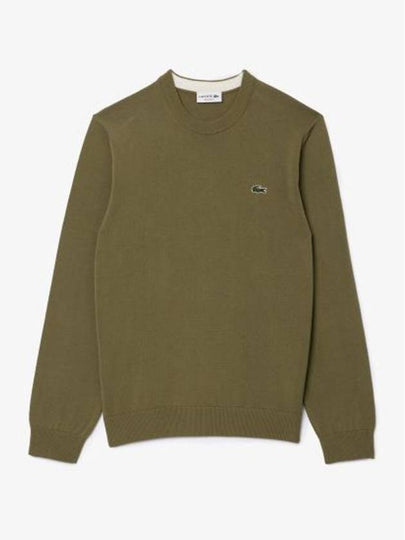 Organic Cotton Crew Knit Top Khaki - LACOSTE - BALAAN 2