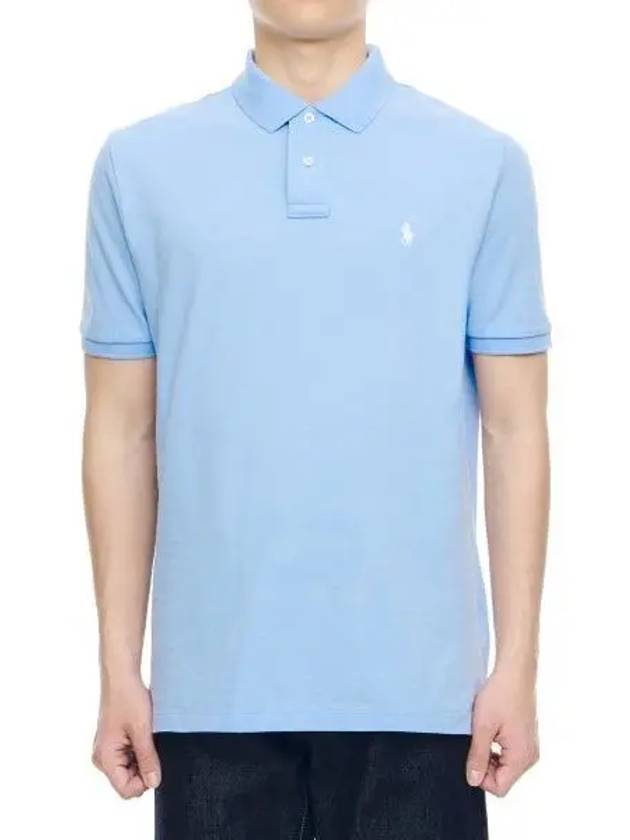 Custom slim fit mesh polo shirt sky blue - POLO RALPH LAUREN - BALAAN 2