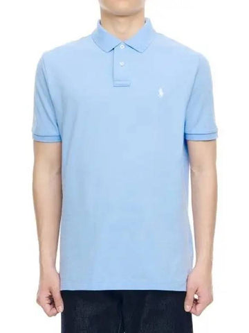 Custom slim fit mesh polo shirt sky blue - POLO RALPH LAUREN - BALAAN 1