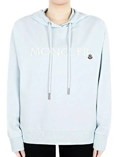 Embroidered Logo Hoodie Light Blue - MONCLER - BALAAN 2