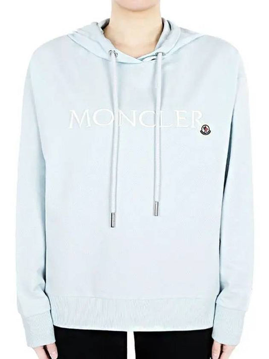 Embroidered Logo Hoodie Light Blue - MONCLER - BALAAN 2