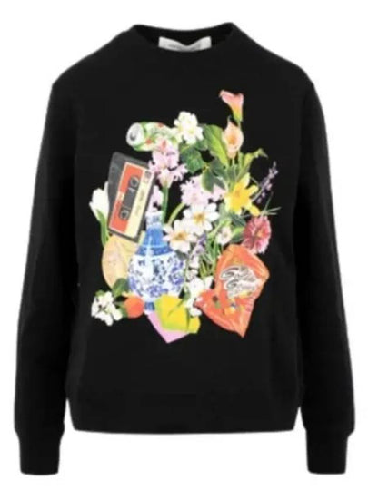 Graphic Print Cotton Sweatshirt Black - GOLDEN GOOSE - BALAAN 2