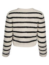 Stripe Cropped Cardigan Black Ecru - CELINE - BALAAN 3