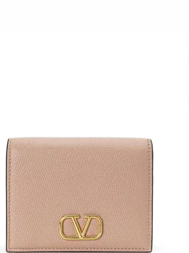 V Logo Signature Flap Compact Half Wallet Rose Canel - VALENTINO - BALAAN 2