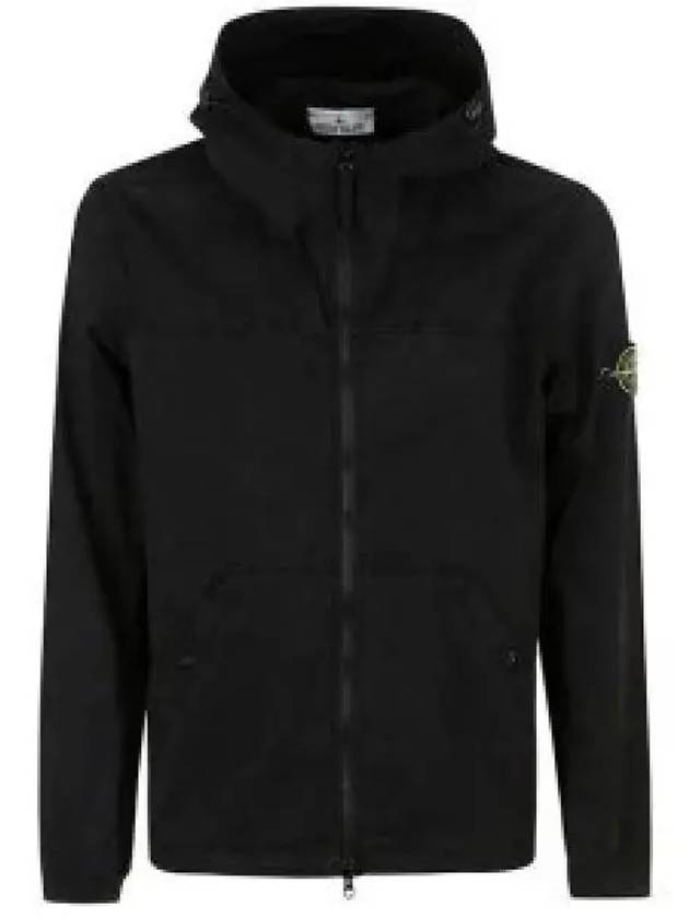 Supima Cotton Twill Stretch-TC Over Hooded Jacket Black - STONE ISLAND - BALAAN 2