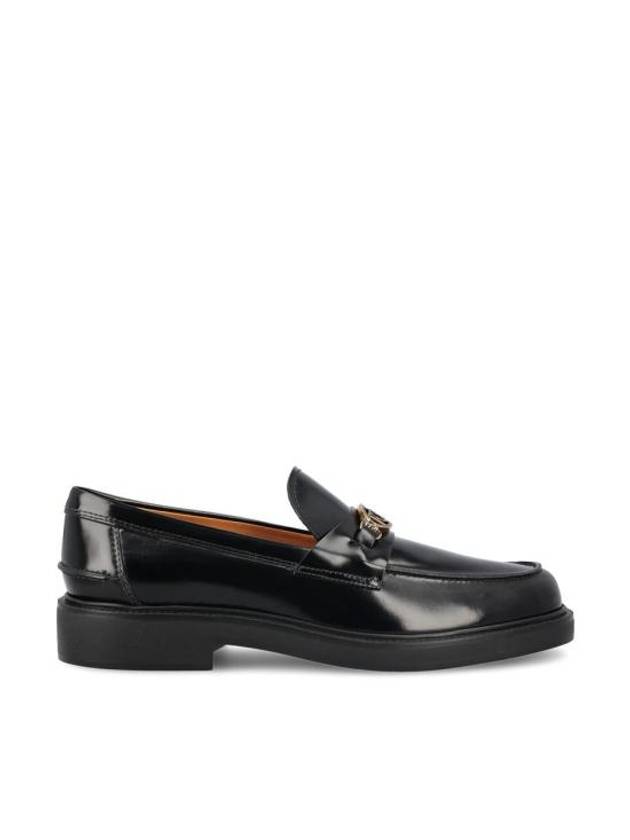 Metal Logo Leather Loafers Black - TOD'S - BALAAN 1