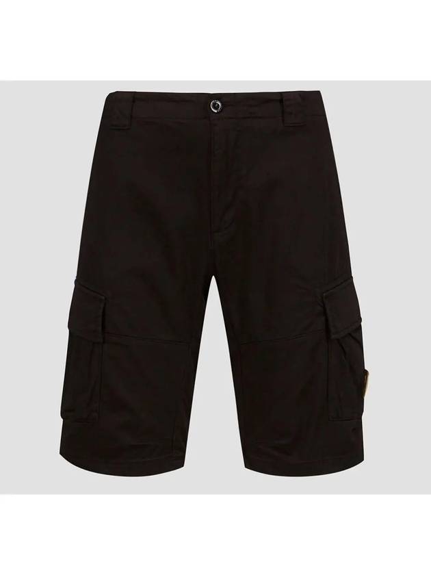 Stretch Satin Cargo Shorts Black - CP COMPANY - BALAAN 3