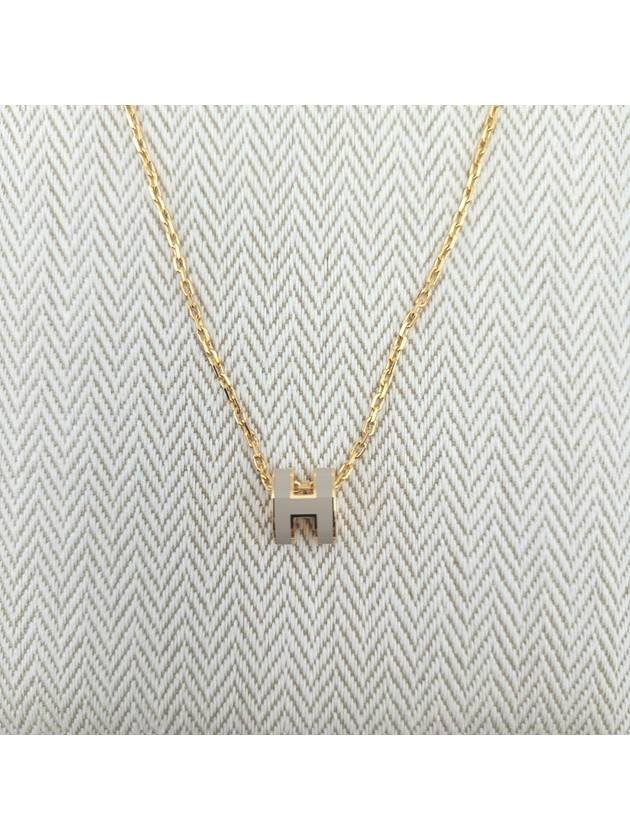 Mini Pop H Pendant Necklace Gold Marron Glace - HERMES - BALAAN 3