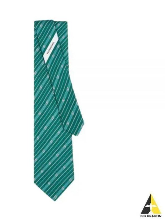 Gancini Print Silk Tie Green - SALVATORE FERRAGAMO - BALAAN 2