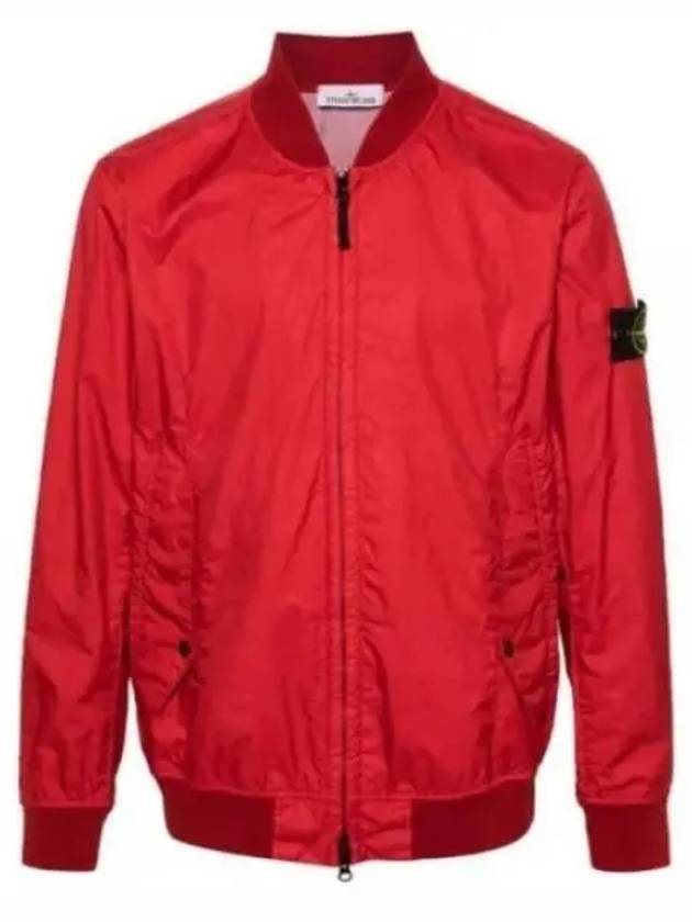 Men's Wappen Patch Zip-Up Bomber Jacket Red - STONE ISLAND - BALAAN 2