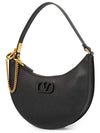 V Logo Hobo Leather Shoulder Bag Black - VALENTINO - BALAAN 3