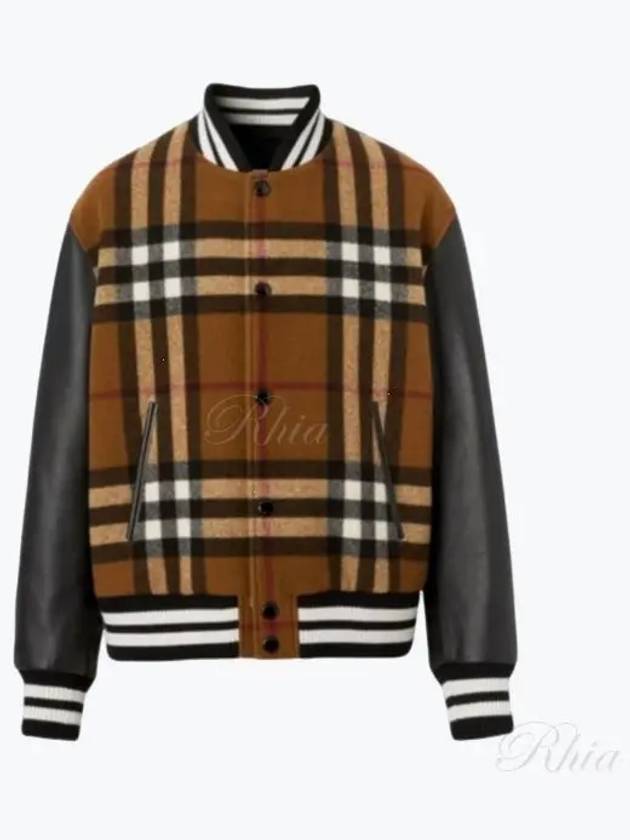 Men's Check Logo Bomber Jacket Brown - BURBERRY - BALAAN 2