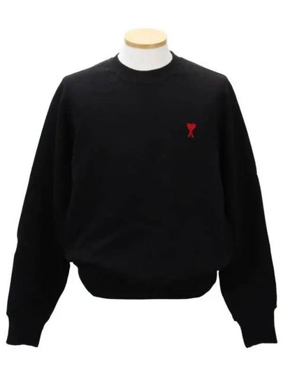 Small Heart Logo Sweatshirt Black - AMI - BALAAN 2