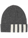 4 Bar Stripe Cashmere Beanie Grey - THOM BROWNE - BALAAN 2