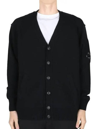 Lambswool GRS Buttoned Cardigan Black - CP COMPANY - BALAAN 2