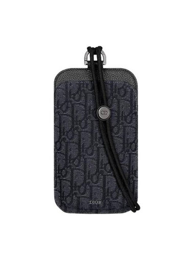 Oblique Jacquard Phone Pouch Black - DIOR - BALAAN 1