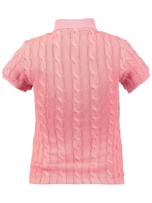 Women's Embroidery Pony Short Sleeve Collared Knit Top Pink - POLO RALPH LAUREN - BALAAN 4