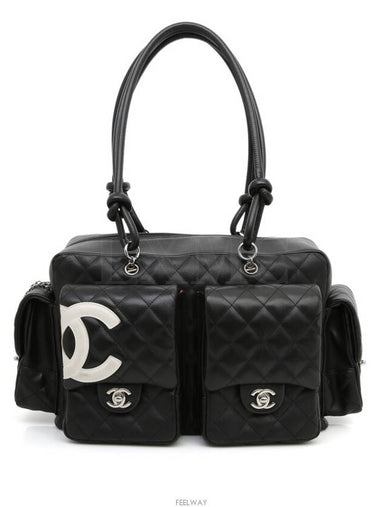 Vintage Cambon Black White Multi Pocket Boston Bag - CHANEL - BALAAN 1