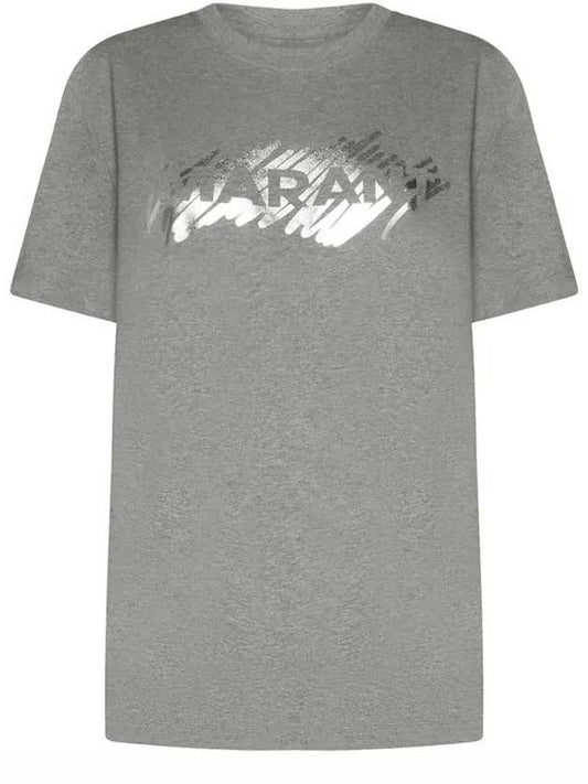 Hanori Logo Print Short Sleeve T-Shirt Grey - ISABEL MARANT - BALAAN 2