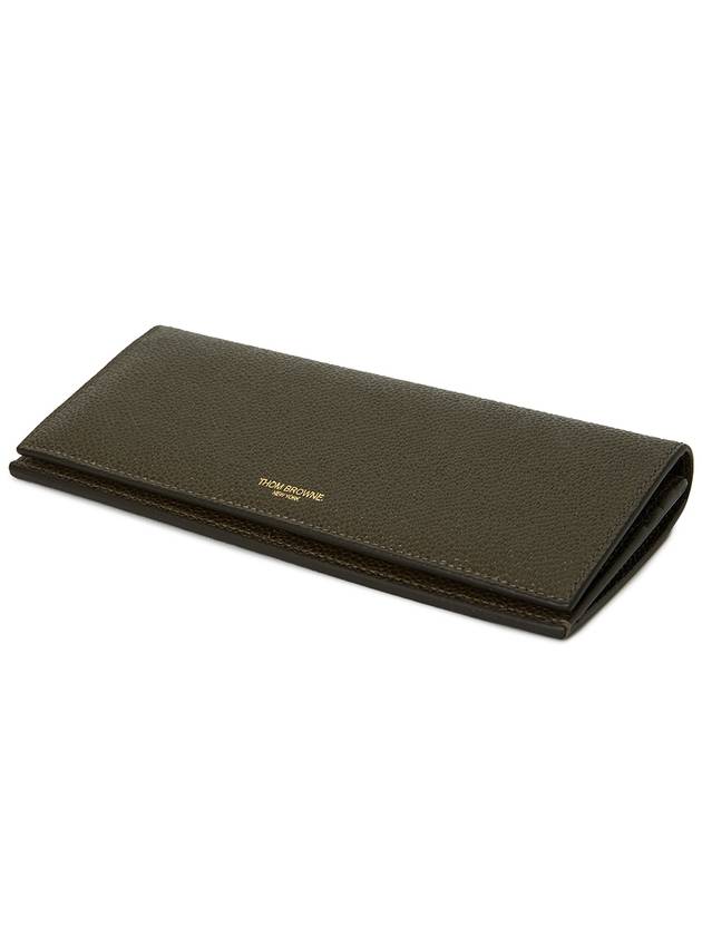 Men's Logo Pebble Grain Leather Long Wallet Brown - THOM BROWNE - BALAAN 4