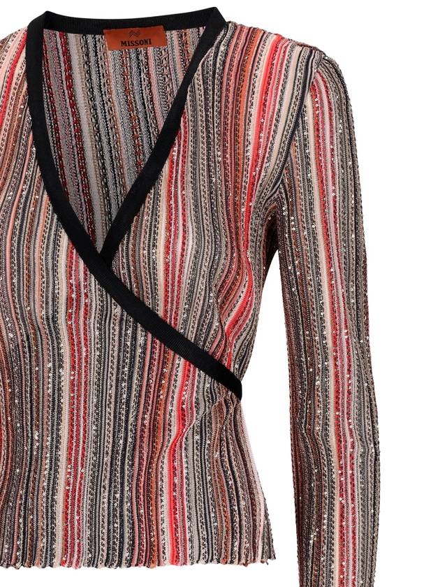 SWEATER WITH V-NECK VERTICAL STRIPES AND SEQUINS - MISSONI - BALAAN 3