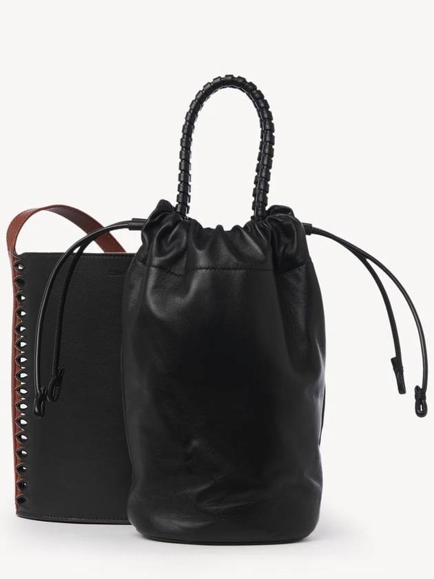 Logo Leather Small Bucket Bag Black - CHLOE - BALAAN 6