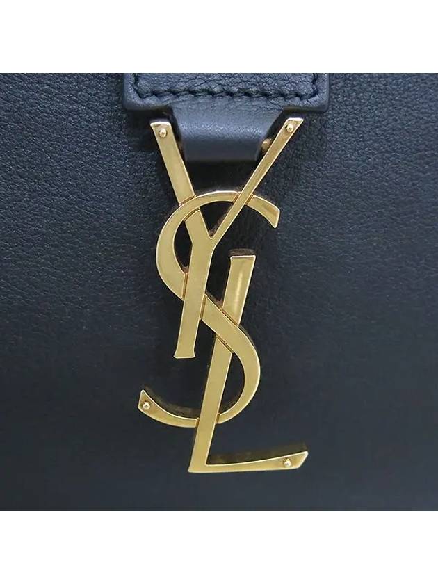 YSL Yip 436832 Gold logo decoration black leather monogram cabas small tote bag shoulder strap 2WAY - SAINT LAURENT - BALAAN 4