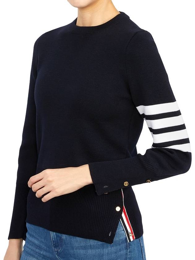 4-Bar Milano Stitch Crew Neck Knit Top Navy - THOM BROWNE - BALAAN 8