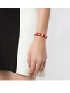 Rockstud Leather Bracelet Red - VALENTINO - BALAAN 6