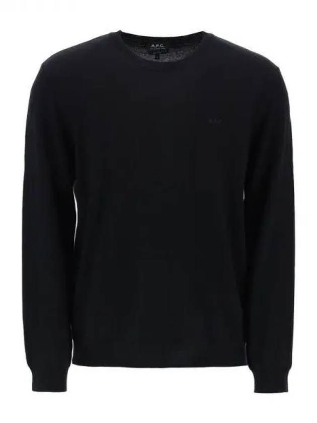 Embroidery Logo Wool Knit Top Black - A.P.C. - BALAAN 2