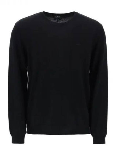 Embroidery Logo Wool Knit Top Black - A.P.C. - BALAAN 2