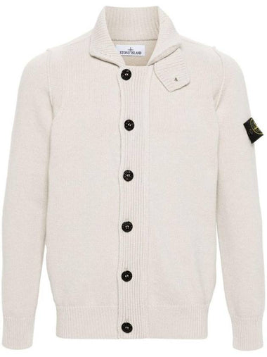 Wappen High Neck Button Up Wool Cardigan Plaster - STONE ISLAND - BALAAN 1