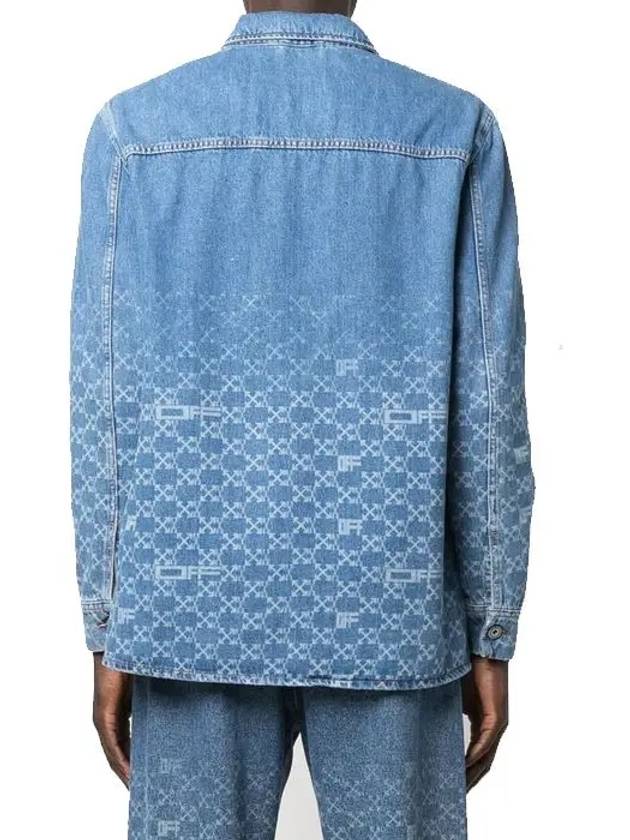 Men's Monogram Printed Denim Jacket - OFF WHITE - BALAAN 6