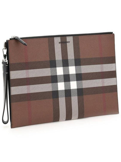 Check E Canvas Zipper Strap Clutch Bag - BURBERRY - BALAAN 2