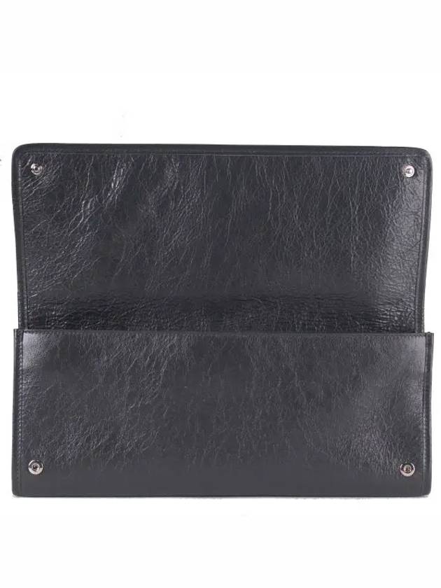 Classic Leather Clutch Bag Grease Fosil - BALENCIAGA - BALAAN 4