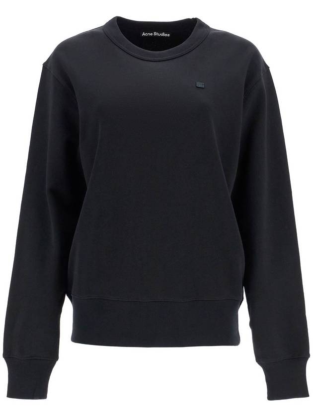 Face Logo Applique Cotton Sweatshirt Black - ACNE STUDIOS - BALAAN 2