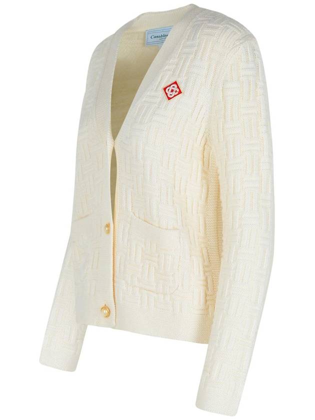 Casablanca White Wool Cardigan - CASABLANCA - BALAAN 2