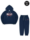 Logo Hoodie Jogger Pants Suits Navy - MACASITE - BALAAN 1