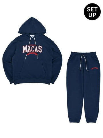 Logo Hoodie Jogger Pants Suits Navy - MACASITE - BALAAN 1