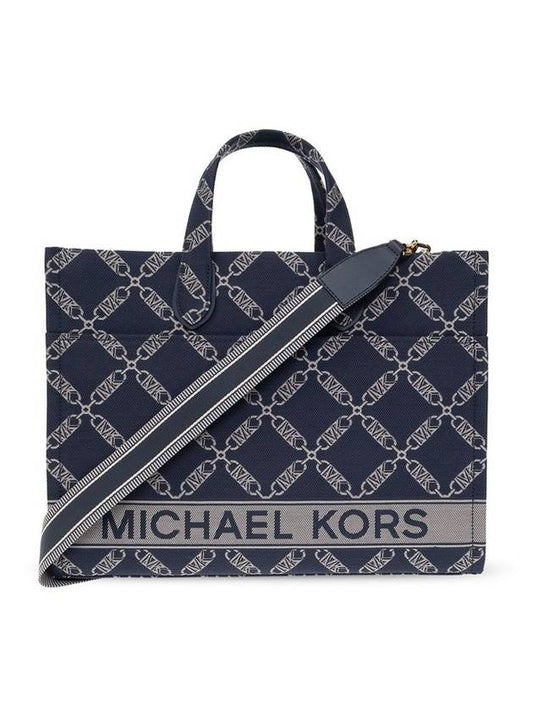 Gigi Large Empire Jacquard Tote Bag Blue - MICHAEL KORS - BALAAN 1