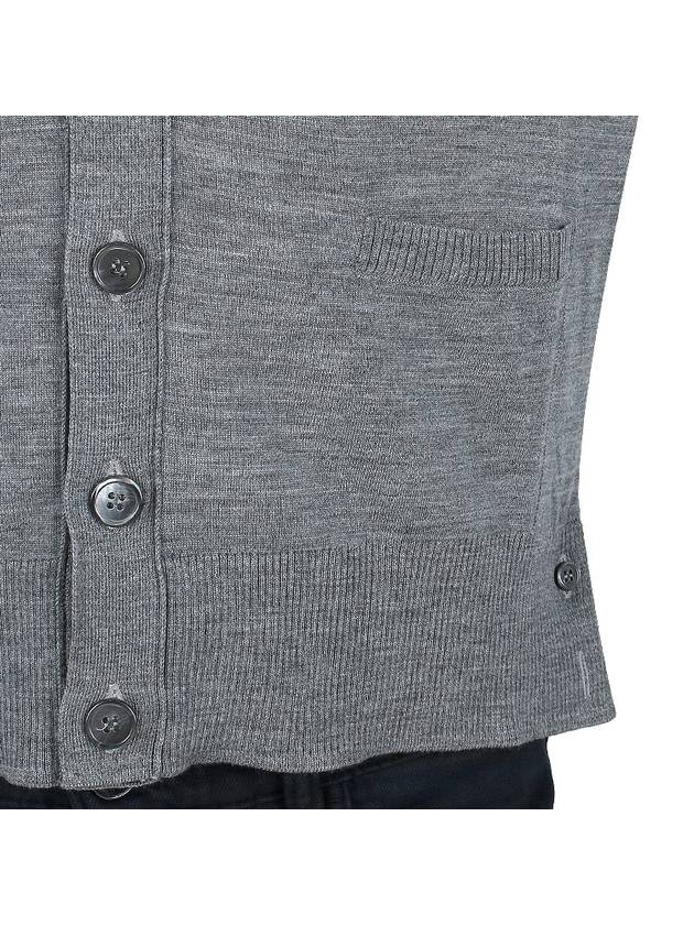 Men's Jersey Stitch V-Neck Cardigan Light Grey - THOM BROWNE - BALAAN 8