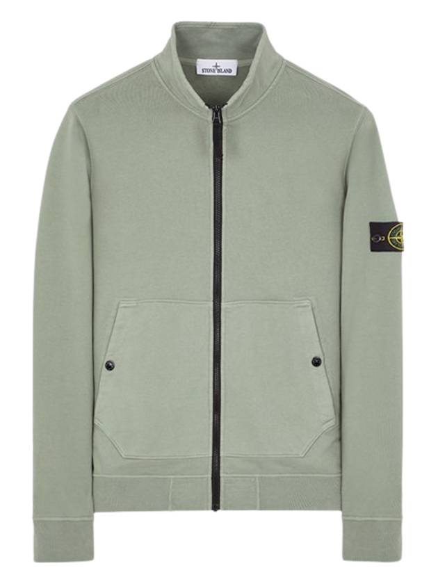 Men's Wappen Patch Cotton Zip Up Jacket Green - STONE ISLAND - BALAAN 2