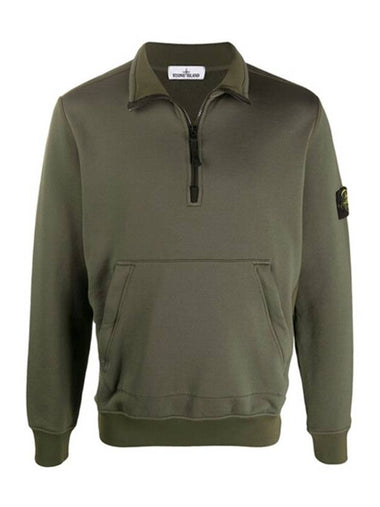 Men's Wappen Patch Half Zip-up Sweatshirt Green - STONE ISLAND - BALAAN 1