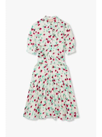 Brush flower flare dress white - MARNI - BALAAN 1